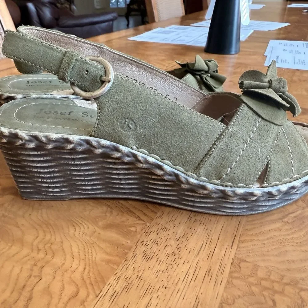 Josef Seibel Green Espadrille Slingback Shoes